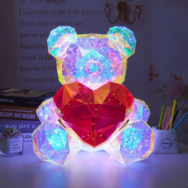 IubiBear Ursuleț îndrăgostit cu lumini colorate 40 cm